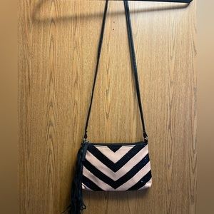 Pink and black crossbody bag with sequence
